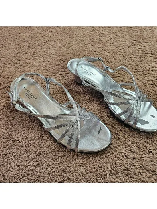 Mark Lemp Strappy Heels Womens 10.5M Classics by Walking Cradles Leash Silver - Picture 7 of 10